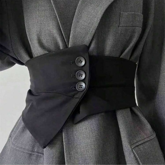 Accessories - Black Wide Corset Assymetrical Belt